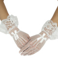 Grace Karin Sexy Bow-Knoten dekoriert Mesh Braut Hochzeitsfeier White Lace Handschuhe CL010606-2